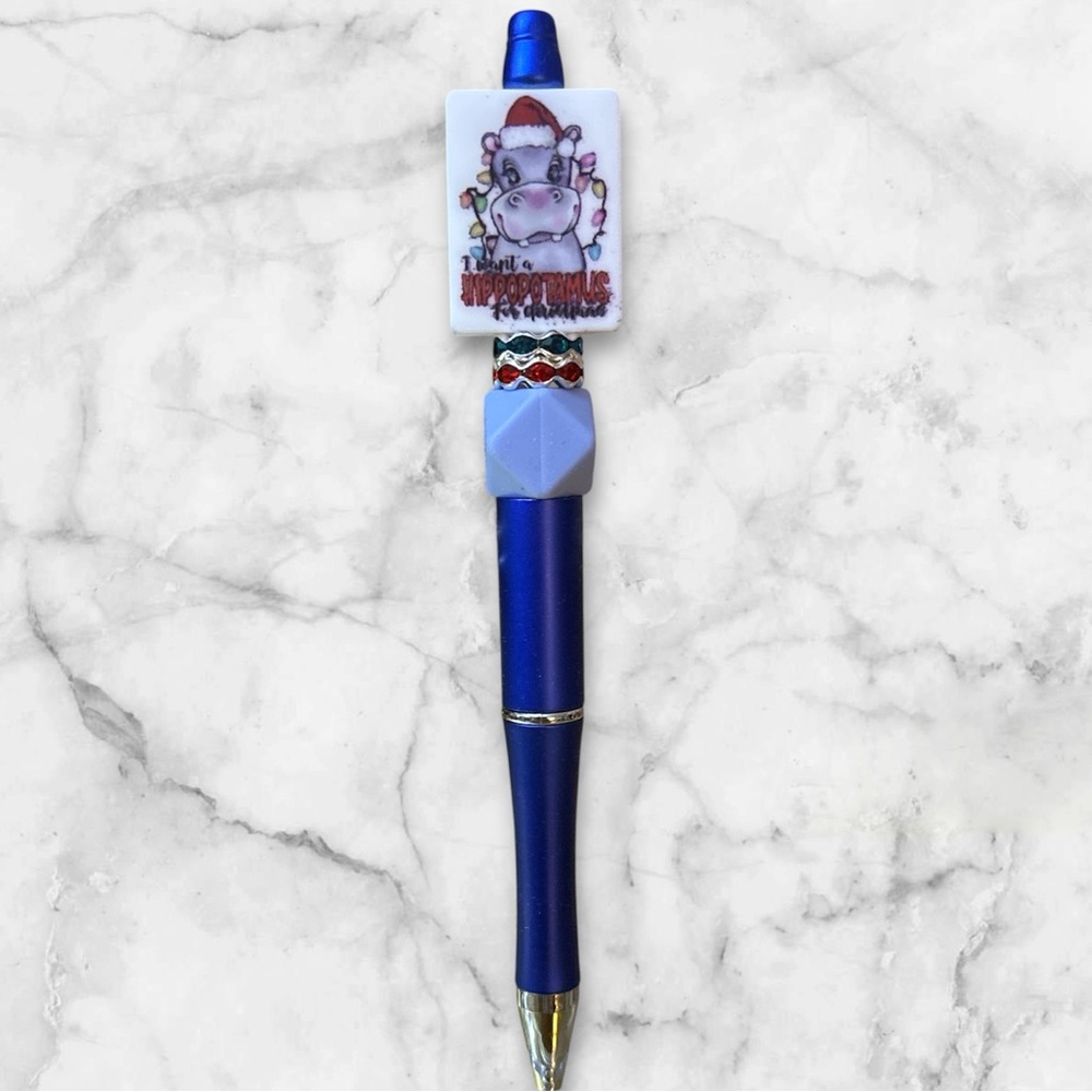 Christmas Hippo🦛 Handcrafted Pen NEW